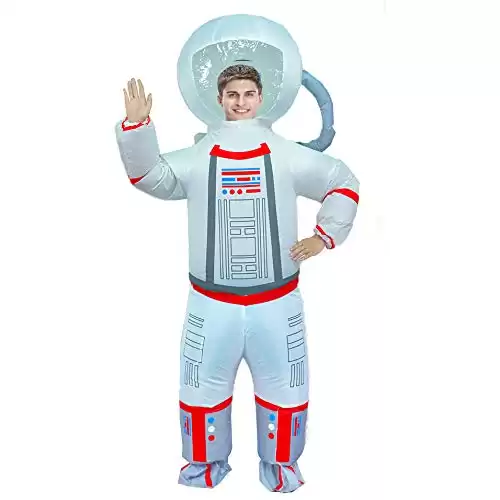Inflatable Costume for Adult Astronaut Halloween Costume Cool Spaceman Suit Full Body Blow up Costume Pilot Flight Jumpsuit White…