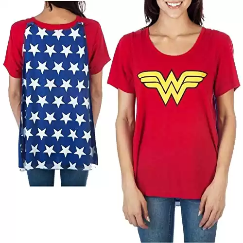 Wonder Woman Shirt Women's Interchangeable Caped Costume T-Shirt