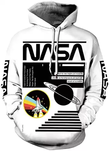 FLYCHEN Men 3D Printed NASA Hoodies Unisex Sweatshirt Hooded Pullover