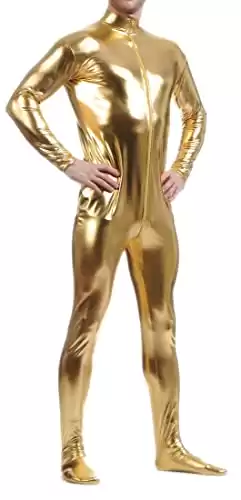 Seeksmile Unisex Metallic Bodysuit Zentai without Hood Adult Shiny One Piece Spandex Body Suit Halloween Costume