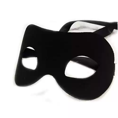 Men's Masquerade Mask Black Venetian - Suede Faux Leather