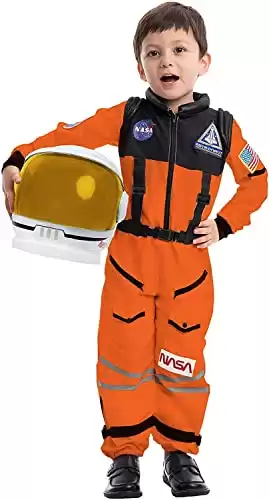 Astronaut NASA Pilot Costume with Movable Visor Helmet for Kids