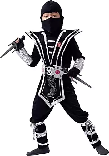 Silver Ninja Deluxe Costume Set with Ninja Foam Accessories