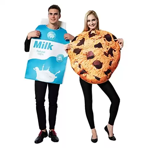 ReneeCho Couple Cookies and Milk Carton Box Costume Halloween Food Adult Men Women