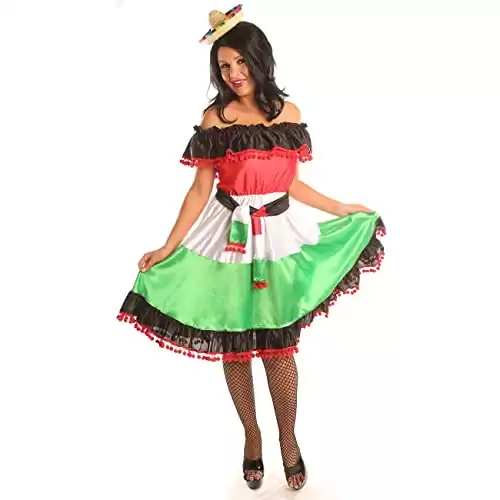 Disiao Sassy Mexican Style Costume Dress for Women Halloween Christmas Party