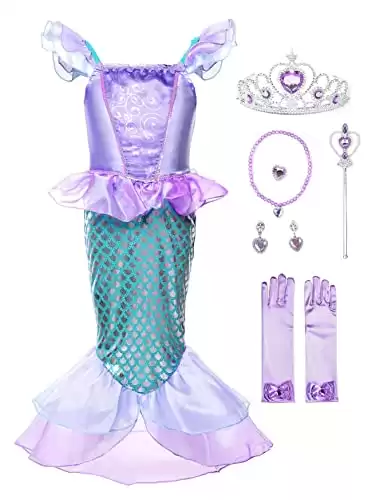 JerrisApparel Girls Princess Mermaid Costume Cosplay Party Dress