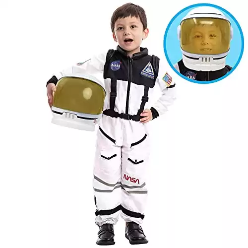 Astronaut NASA Pilot Costume with Movable Visor Helmet for Kids