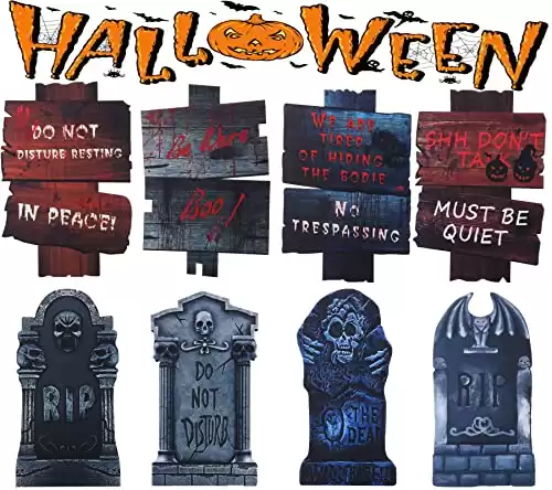 8 Pack Graveyard Yard Sign Decorations for Halloween