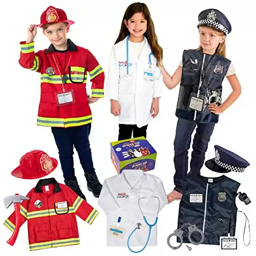Costume Set for Kids - Fireman, Police and Doctor