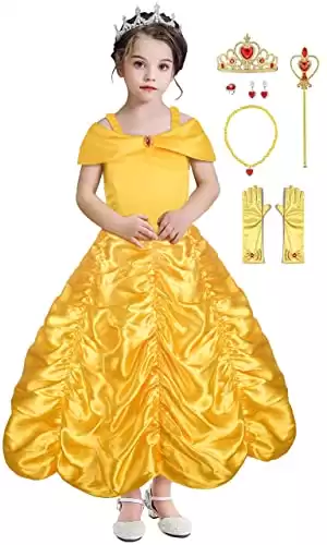 Princess Belle Costume - Layered Off Shoulder Dress for Little Girls