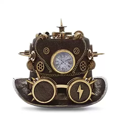 Steampunk Time Traveler Goggles Top Hat in Brown and Gold