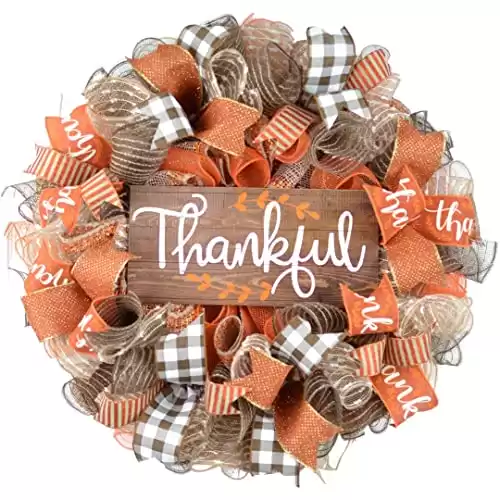 Thanksgiving Deco Mesh Front Door Wreath